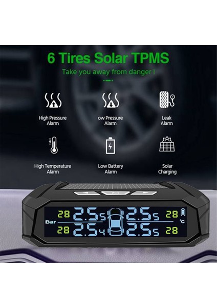 Araba Tpms Lastik Basınç Izleme Sistemi Güneş Enerjisi Dijital Ekran 4 Dahili Sensörlü Otomatik Güvenlik Alarm Sistemleri (Yurt Dışından) fiyatları