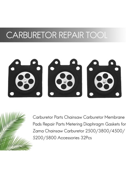 Karbüratör Parçaları Şeyin Tahsil Karbor Membran Pedleri Onarım Parçaları Ölçüm Zama Chainsaw Için Diyafram Contaları Karbüratör 2500/4500/5200/5800 Aksesuarlar 32PCS (Yurt Dışından) indirimleri