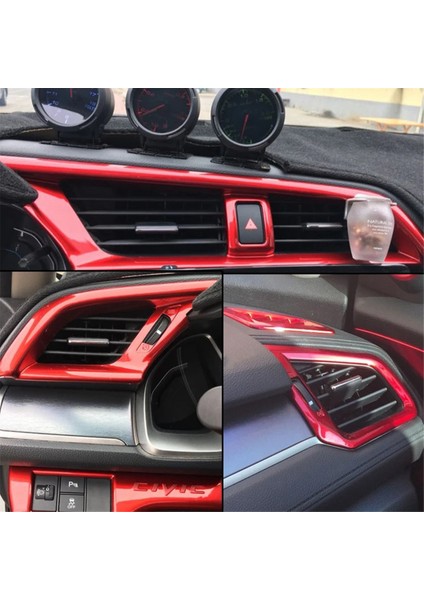 3pcs Kırmızı Merkezi Kontrol Outlet Hava Havalandırma Kapak Trim Abs Honda Civic Için Sol El Sürücüsü 10TH 2016 2017 2018 2019 (Yurt Dışından) modelleri