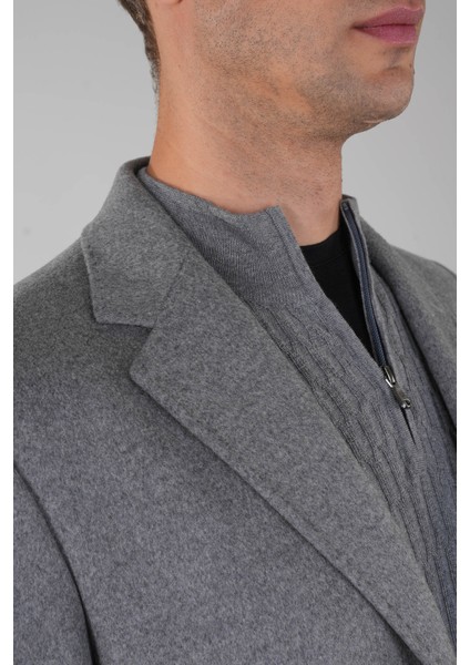 Erkek Gri Yün Kaşmir Palto PPL22K22211_D55 fırsatları