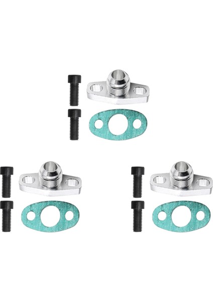 3x AN10 Turbo Yağ Dönüşü Drenaj Flanşı Adaptör Kiti GT28 GT28 GT30 GT35 T25 M8X1.25MM Cıvatalar Gümüş (Yurt Dışından)