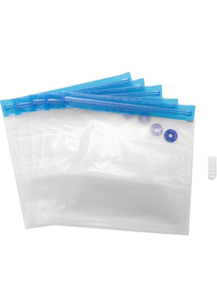 5pcs Elektrikli El Vakum Sızdırmazlığı Pompası Için Yeniden Kullanılabilir Vakum Gıda Depolama Fermuar Torbaları, 22 x 21 cm (Yurt Dışından)