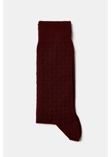 Erkek Bordo Desenli Dikişsiz Uzun Bambu Çorap CR20K20205_D25