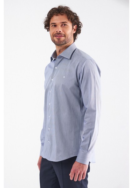 Erkek Lacivert Pamuk Regular Fit Klasik Gömlek GM21K212076_K39 fırsatları