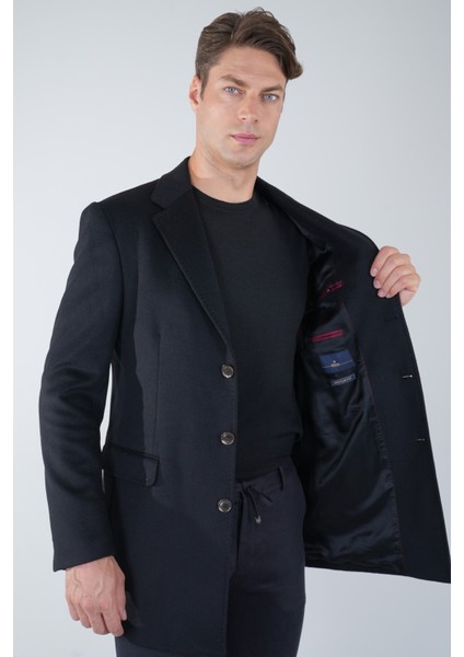 Erkek Siyah Yün Kaşmir Palto PPL22K22211_D99 fırsatları