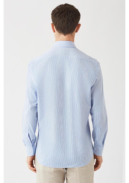 Erkek Mavi Regular Fit Likralı Ofis Tarzı Klasik Gömlek GM22K222056_C35 fiyatları