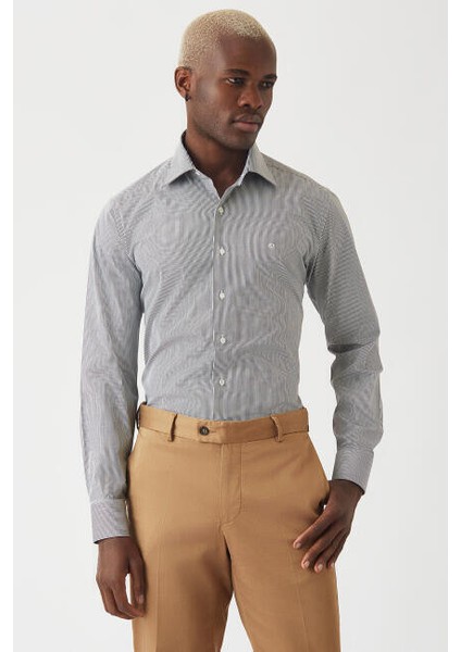 Siyah Klasik Regular Fit Uzun Kollu Erkek Gömlek GM22K222056_C99
