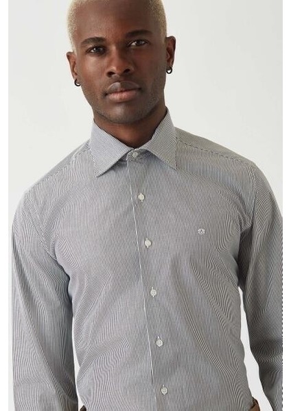 Siyah Klasik Regular Fit Uzun Kollu Erkek Gömlek GM22K222056_C99 modelleri