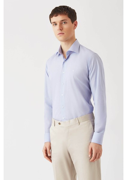 Erkek Mavi Klasik Regular Fit Erkek Uzun Kollu Gömlek GM22K222036_D35 fırsatları