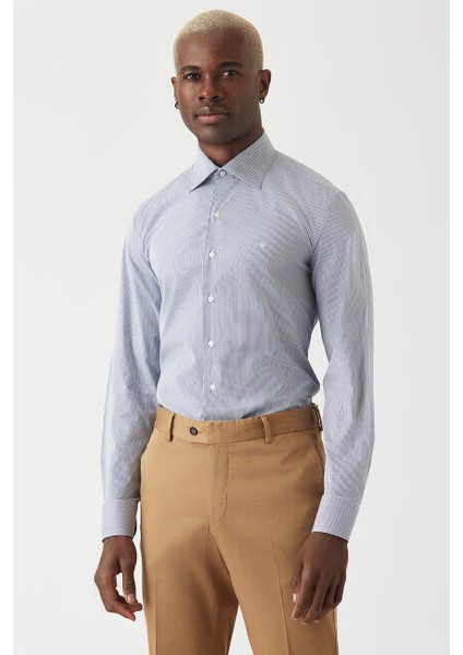 Erkek Lacivert Regular Fit Likralı Basic Klasik Gömlek GM22K222056_C39 indirimleri