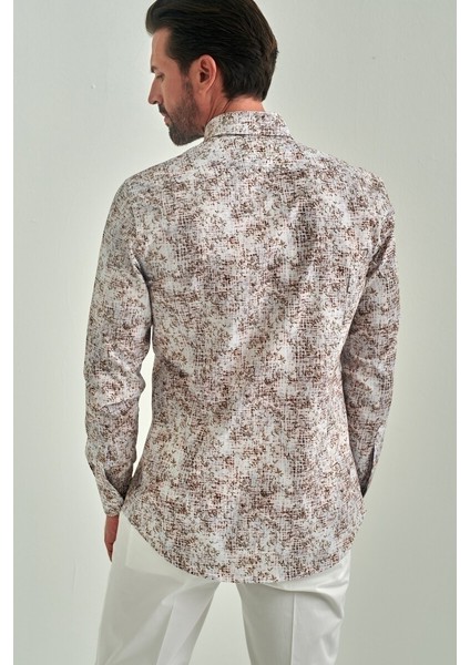 Erkek Kahve Slim Fit Klasik Yaka Spor Pamuk Gömlek GM22Y221030_K11 fiyatları
