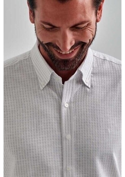 Erkek Gri Keten Pamuk Spor Uzun Kollu Gömlek GM22Y221028_C55 modelleri
