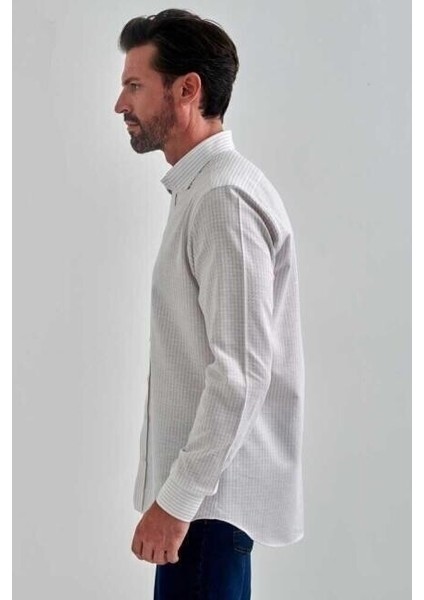 Erkek Gri Keten Pamuk Spor Uzun Kollu Gömlek GM22Y221028_C55 fırsatları