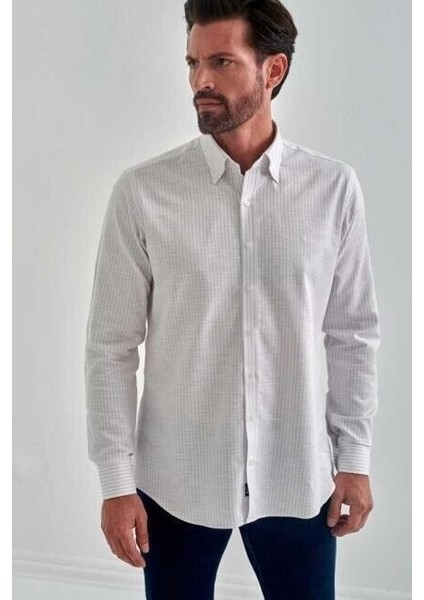 Erkek Gri Keten Pamuk Spor Uzun Kollu Gömlek GM22Y221028_C55 indirimleri