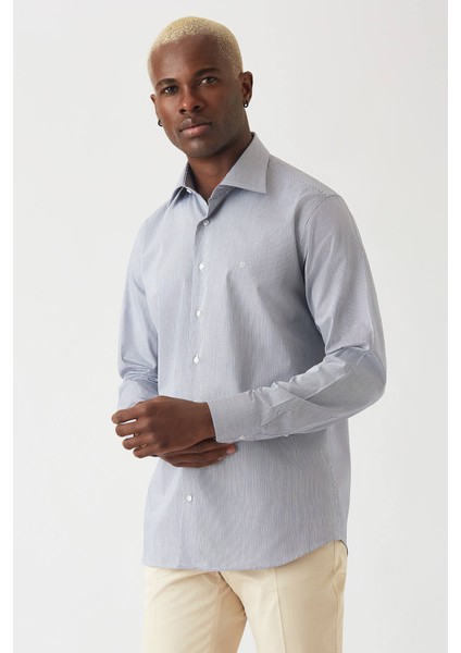 Lacivert Klasik Regular Fit Erkek Gömlek GM22K222035_D39