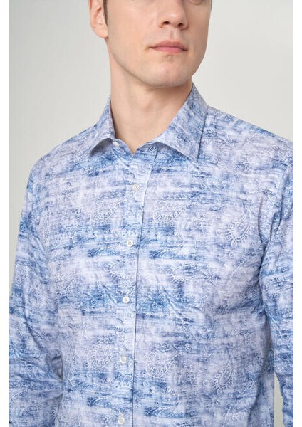 Erkek Açık Mavi Slim Fit Klasik Yaka Uzun Kollu Spor Gömlek GM22Y221038_K35 modelleri