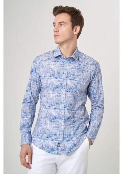 Erkek Açık Mavi Slim Fit Klasik Yaka Uzun Kollu Spor Gömlek GM22Y221038_K35 fırsatları