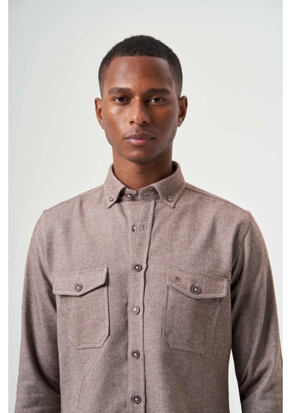 Erkek Kahve Regular Fit Oduncu Tarzı Uzun Kol Gömlek GM22K222079_D11 indirimleri