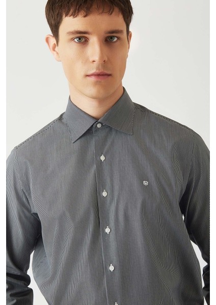 Erkek Siyah Pamuk Regular Fit Klasik Uzun Kol Gömlek GM22K222069_C99 modelleri