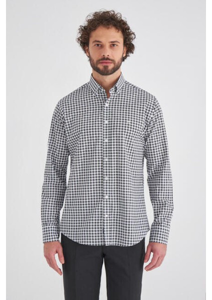 Erkek Mavi Klasik Yaka Uzun Kollu Regular Fit Spor Gömlek GM22Y221029_K35 fırsatları