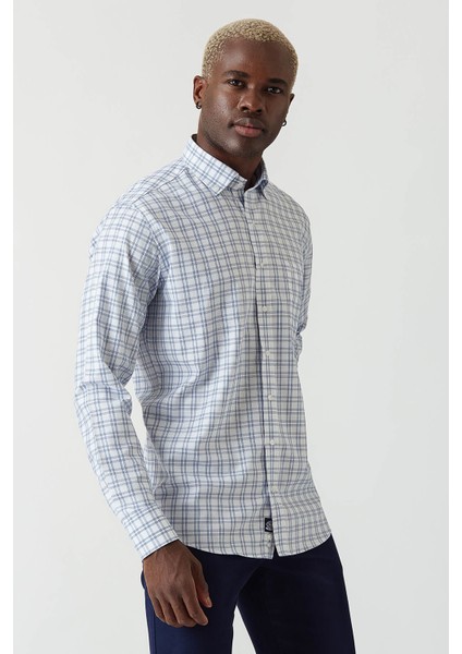 Erkek Lacivert Paşa Yaka Regular Fit Şık Spor Gömlek GM22Y221023_E39 indirimleri