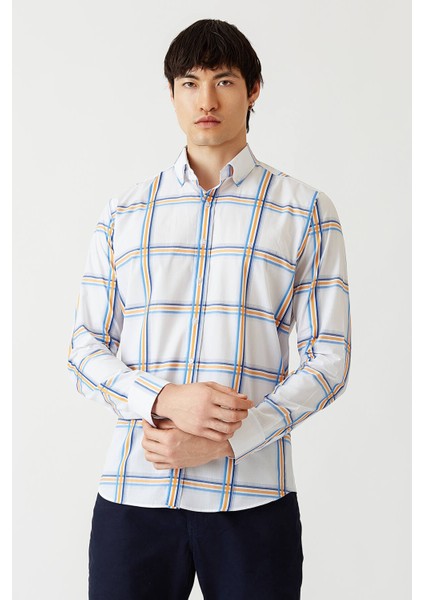 Erkek Turuncu Regular Fit Paşa Yaka Spor Pamuk Gömlek GM22Y221025_D64