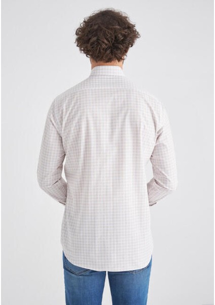 Erkek Bej Klasik Yaka Regular Fit Spor Pamuk Gömlek GM22Y221029_K07 fiyatları