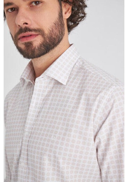 Erkek Bej Klasik Yaka Regular Fit Spor Pamuk Gömlek GM22Y221029_K07 modelleri