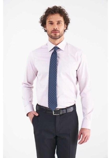 Erkek Gri Pamuk Regular Fit Klasik Gömlek GM21K212076_K55