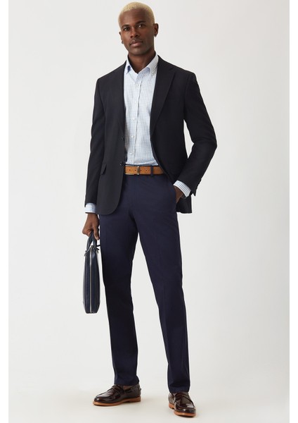 4 Cepli Lacivert Saten Spor Erkek Pantolon PNS22K22222_D39