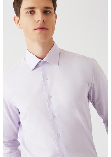 Modern Fit Lila Klasik C Yaka Erkek Gömlek GM22Y221141_D44 modelleri