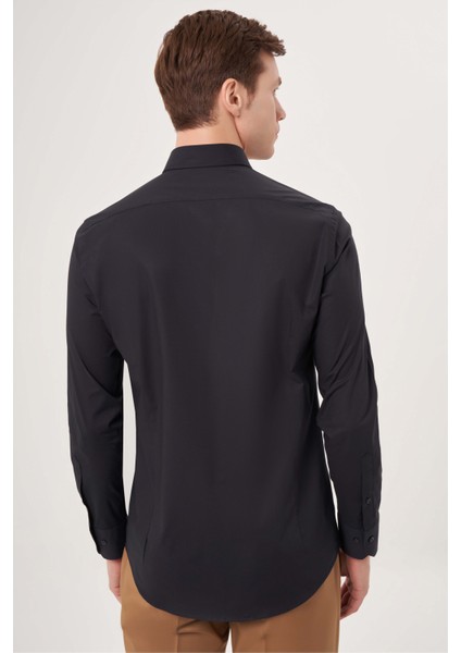 Modern Fit Siyah Basic Klasik Erkek Gömlek GM22Y221142_D99 fiyatları