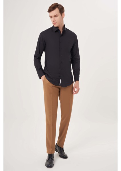Modern Fit Siyah Basic Klasik Erkek Gömlek GM22Y221142_D99 fırsatları