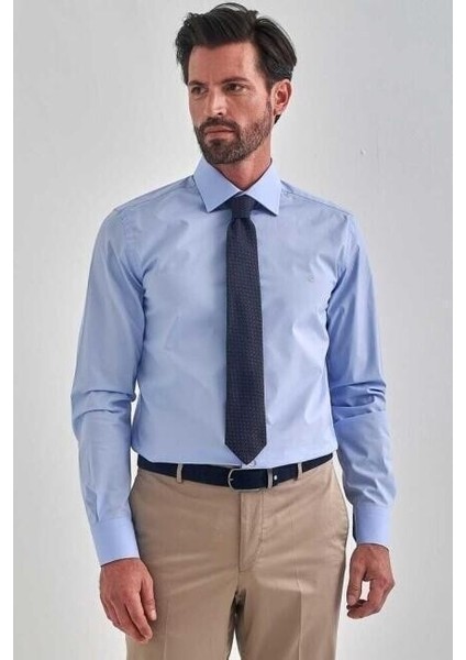 Modern Fit Mavi Basic Klasik Erkek Gömlek GM22Y221142_D35