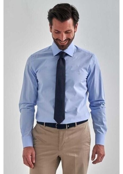 Modern Fit Mavi Basic Klasik Erkek Gömlek GM22Y221142_D35 fırsatları