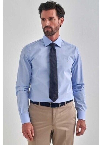 Modern Fit Mavi Basic Klasik Erkek Gömlek GM22Y221142_D35 indirimleri