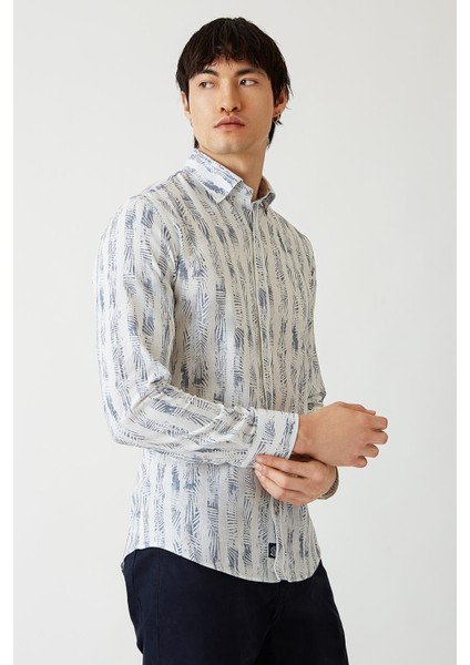 Slim Fit Lacivert Paşa Yaka Spor Erkek Gömlek GM22Y221149_E39 fırsatları