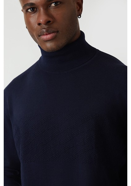 Regular Fit Tam Balıkçı Yaka Lacivert Erkek Triko TR20K20201_D39 modelleri