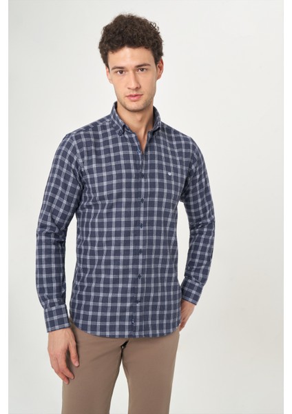Regular Fit Antrasit Paşa Yaka Spor Erkek Gömlek GM22K222111_D58