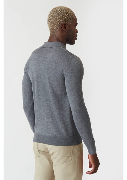 Erkek Polo Yaka Düğmeli Yün Triko Gri TR21K21202_D55 fiyatları