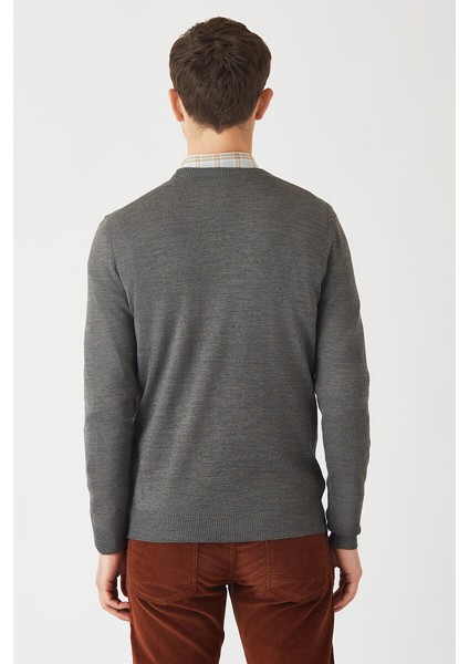 Akrilik Yün Bisiklet Yaka Gri Erkek Triko TR22K22200_D55 fiyatları