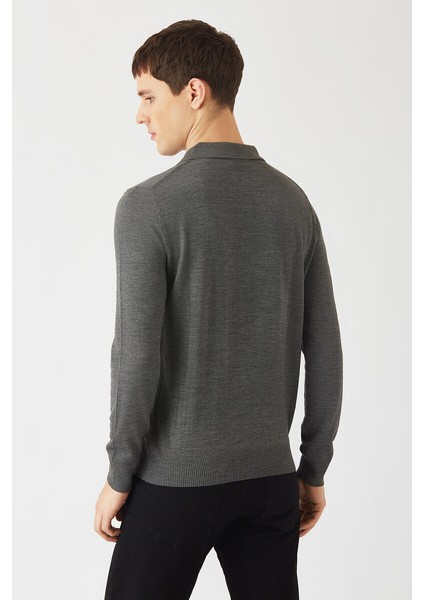 Erkek Basic Polo Yaka Akrilik Yün Triko Gri TR22K22201_D55 fiyatları