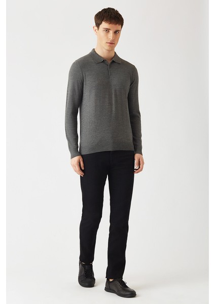 Erkek Basic Polo Yaka Akrilik Yün Triko Gri TR22K22201_D55 fırsatları