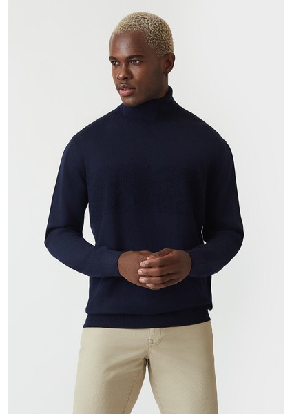 Regular Fit Tam Balıkçı Yaka Lacivert Erkek Triko TR20K20201_D39 indirimleri