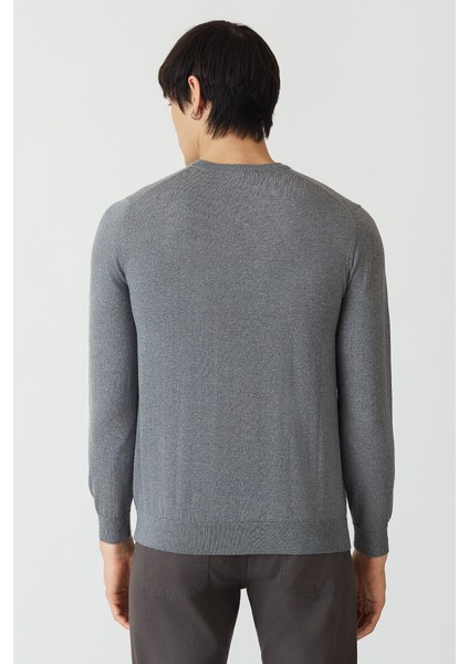 Basic V Yaka Yün Koyu Gri Erkek Triko TR21K21211_D56 fiyatları