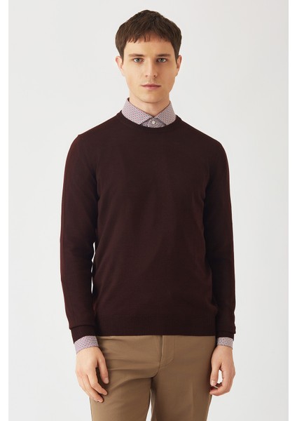 Akrilik Yün Bisiklet Yaka Bordo Erkek Triko TR22K22200_D25 fırsatları