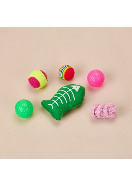 6'lı Kedi Oyuncağı - Renkli