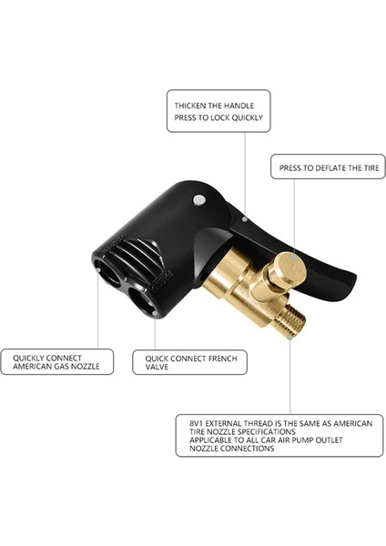 Pirinç Taşınabilir Şişirilebilir Pompa Araç Lastik Lastik Hava Şık Pompa Valfi Konnektörü Klipsli Adaptör Araç Lastik Tekerlek Valfi (Yurt Dışından) indirimleri