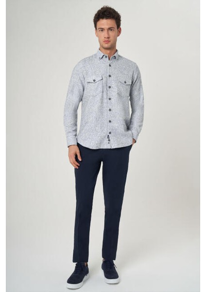 Regular Fit Mavi Flanel Erkek Gömlek GM23Y231072_D35 modelleri