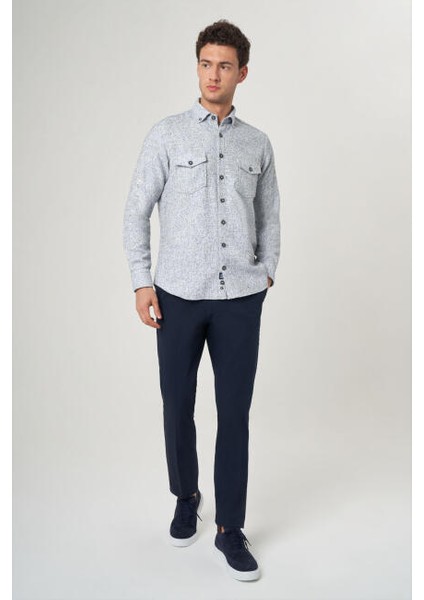 Regular Fit Mavi Flanel Erkek Gömlek GM23Y231072_D35 fırsatları